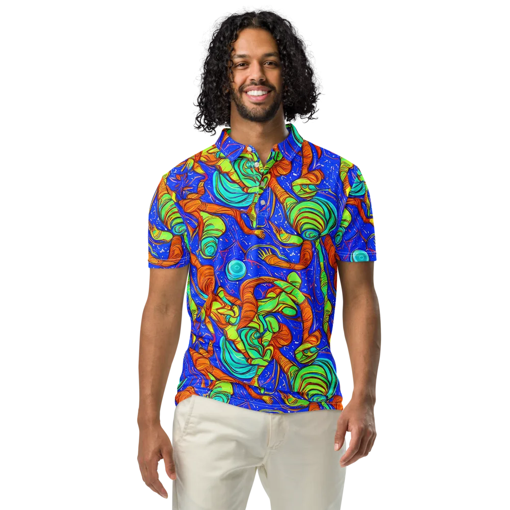 Kinetic Tropics on Men's Slim Fit Polo Shirt — Front