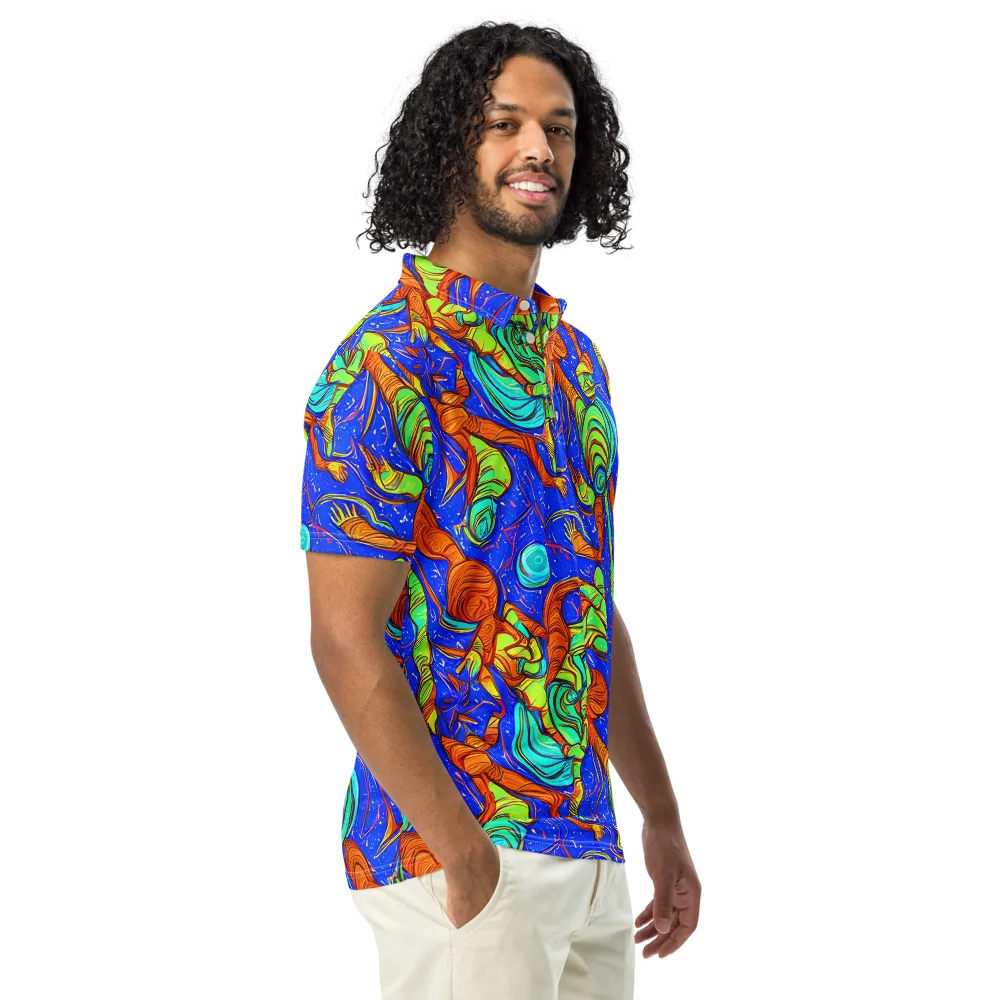 Kinetic Tropics on Men's Slim Fit Polo Shirt — Right Front
