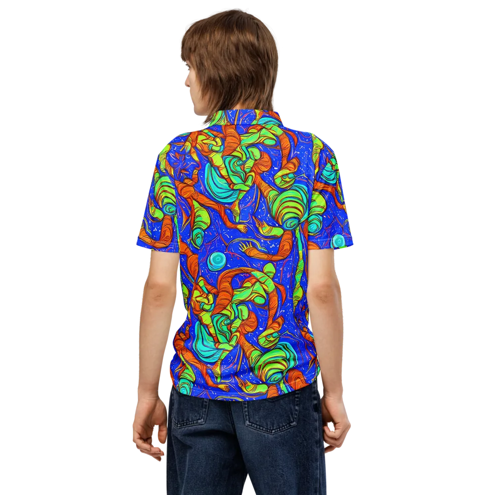 Kinetic Tropics on Men's Slim Fit Polo Shirt — Back