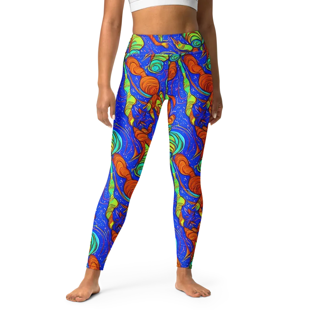 Kinetic Tropics on Yoga Leggings — Front