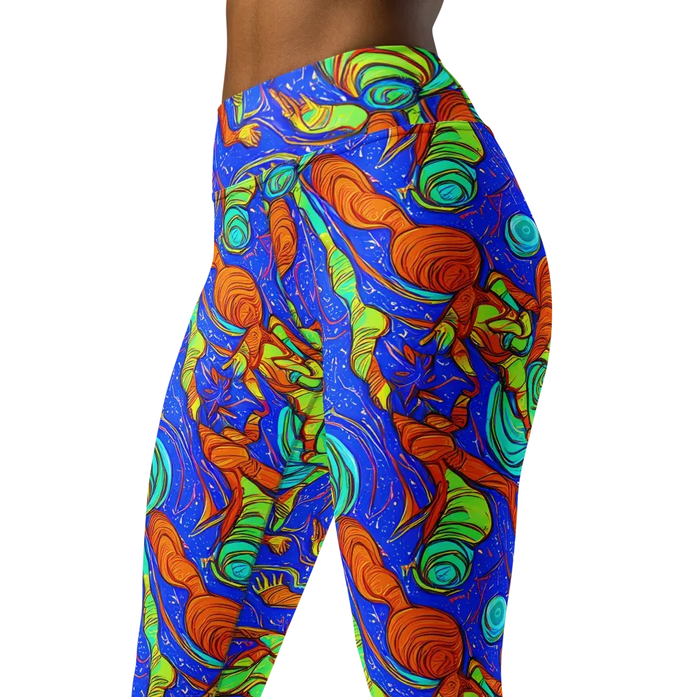 Kinetic Tropics on Yoga Leggings — Left Front