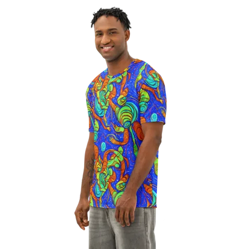 Kinetic Tropics on a Men's Cotton Crew Neck T-Shirt