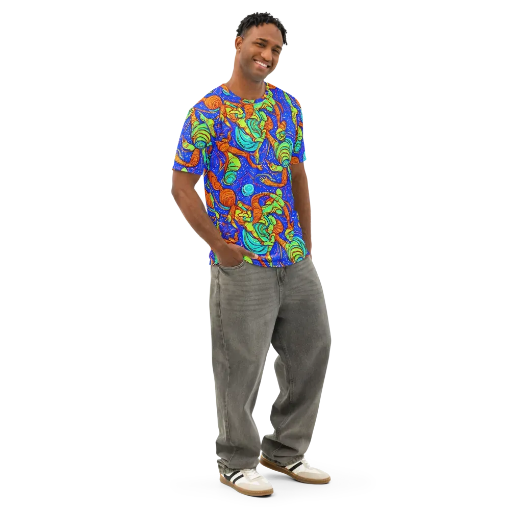 Kinetic Tropics on Men's Cotton Crew Neck T-Shirt — Right Front