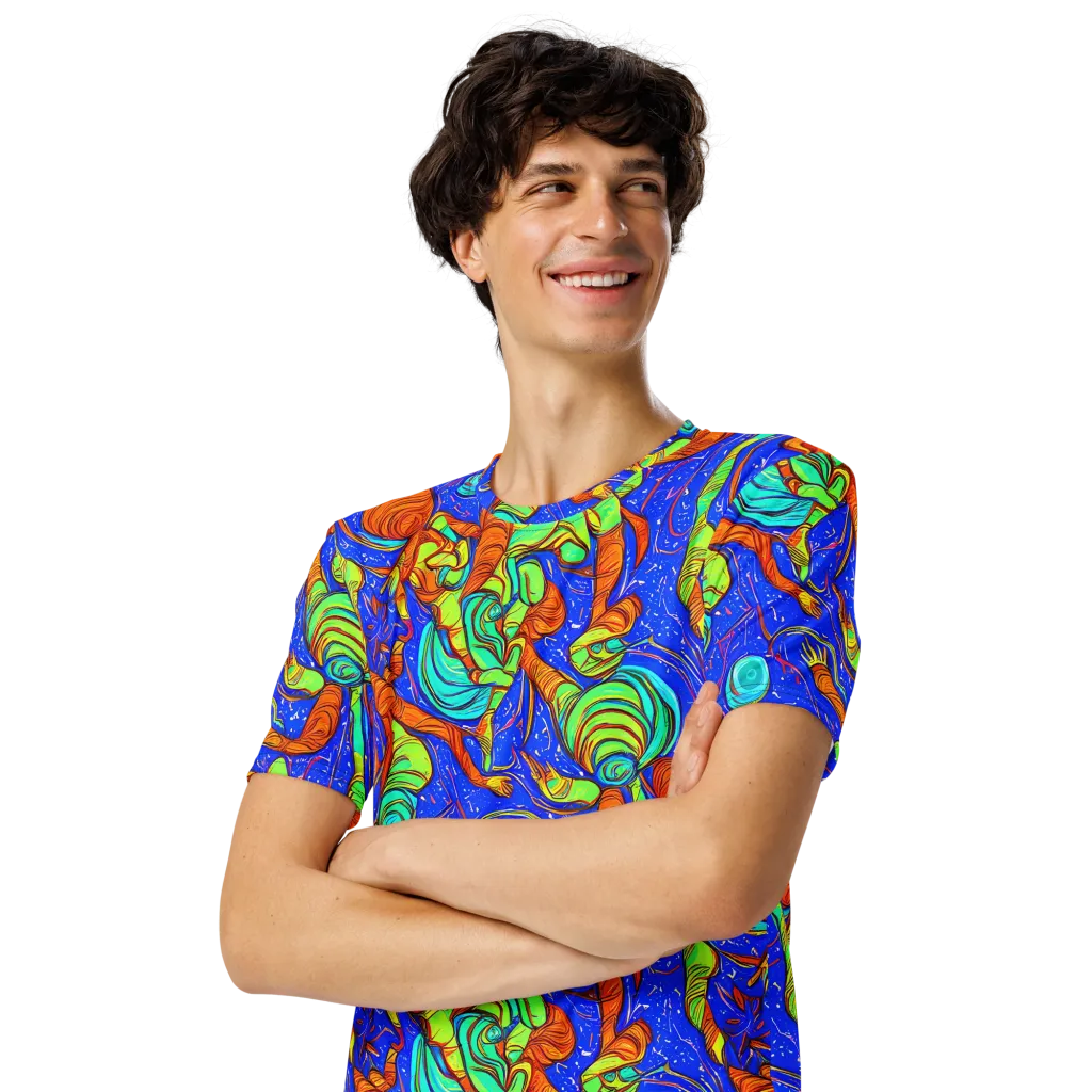 Kinetic Tropics on Men's Crew Neck T-Shirt — Left Front