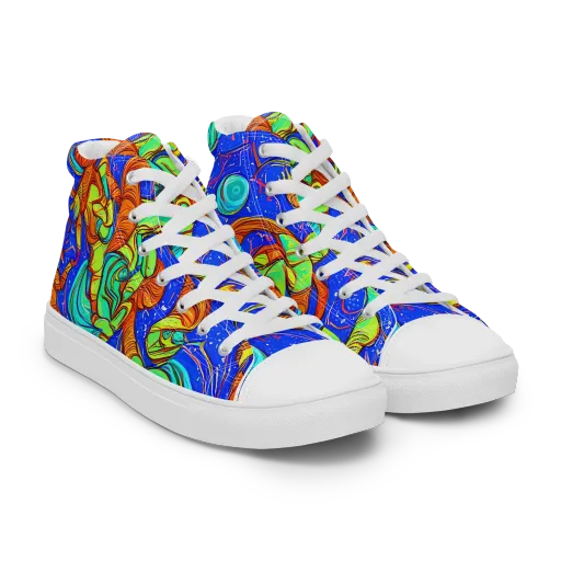 Kinetic Tropics on a Men's High Top Canvas Shoes