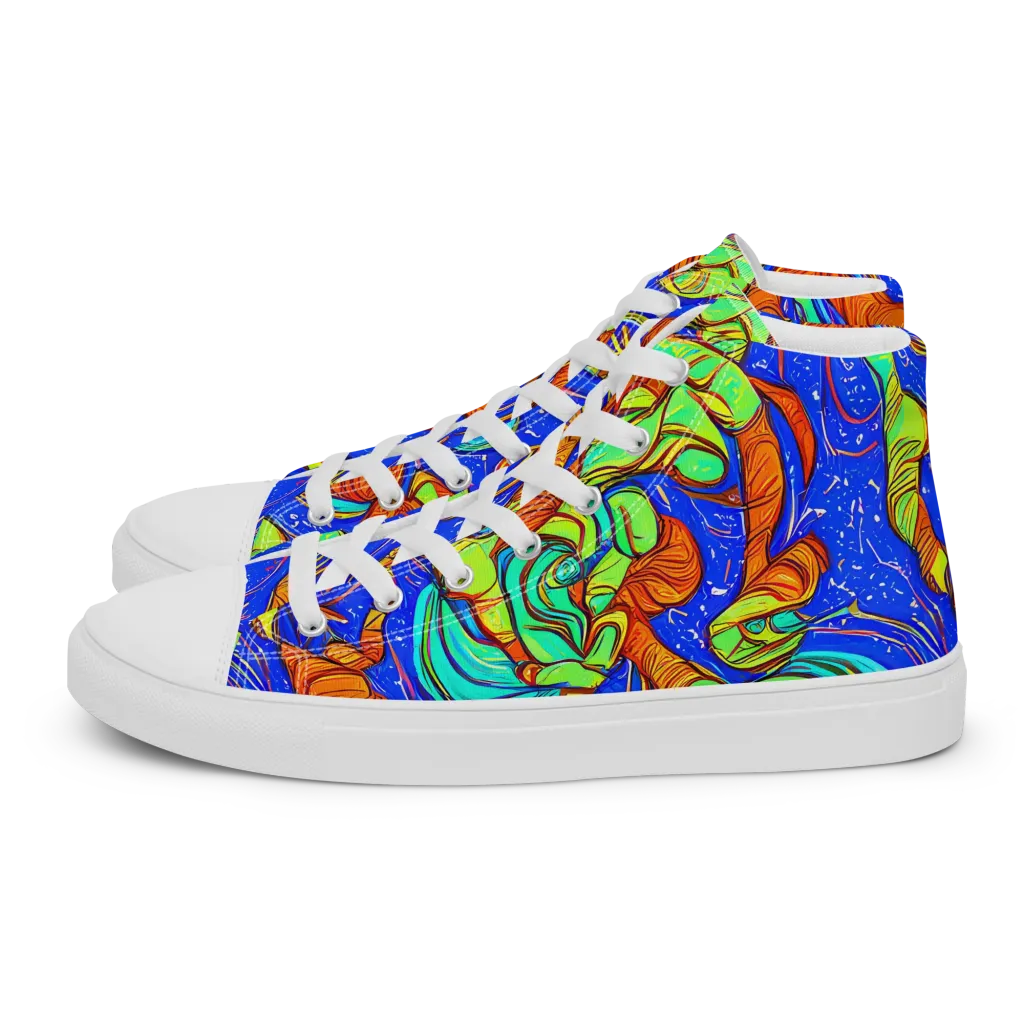 Kinetic Tropics on Men's High Top Canvas Shoes — Left