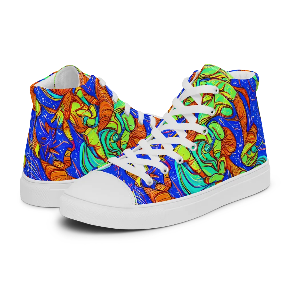 Kinetic Tropics on Men's High Top Canvas Shoes — Left