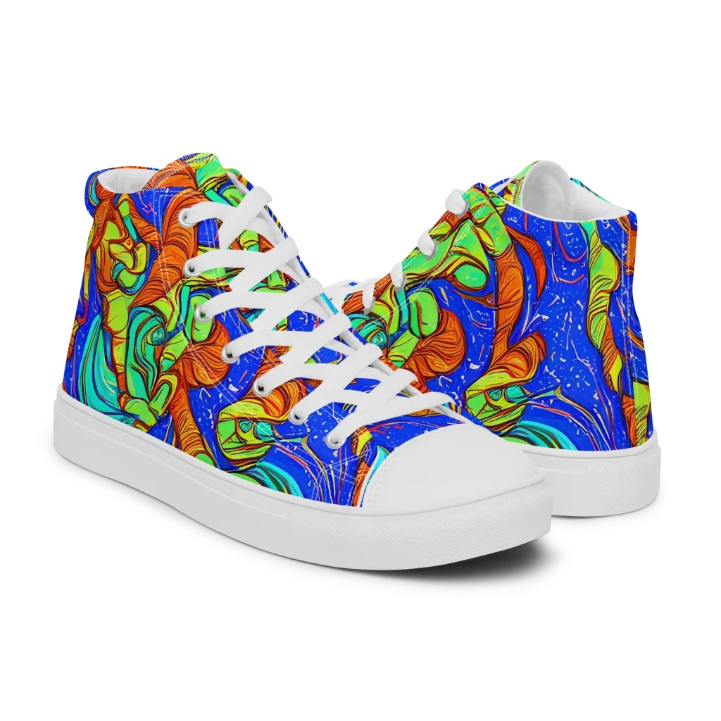 Kinetic Tropics on Men's High Top Canvas Shoes — Right