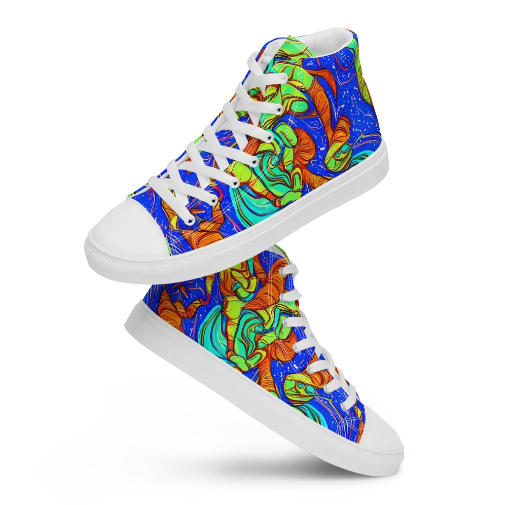 Kinetic Tropics on Men's High Top Canvas Shoes — Front