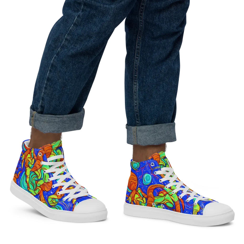 Kinetic Tropics on Men's High Top Canvas Shoes — Right