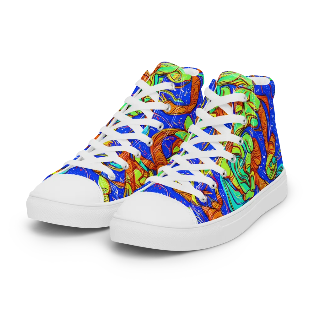Kinetic Tropics on Women's High Top Canvas Shoes — Left Front