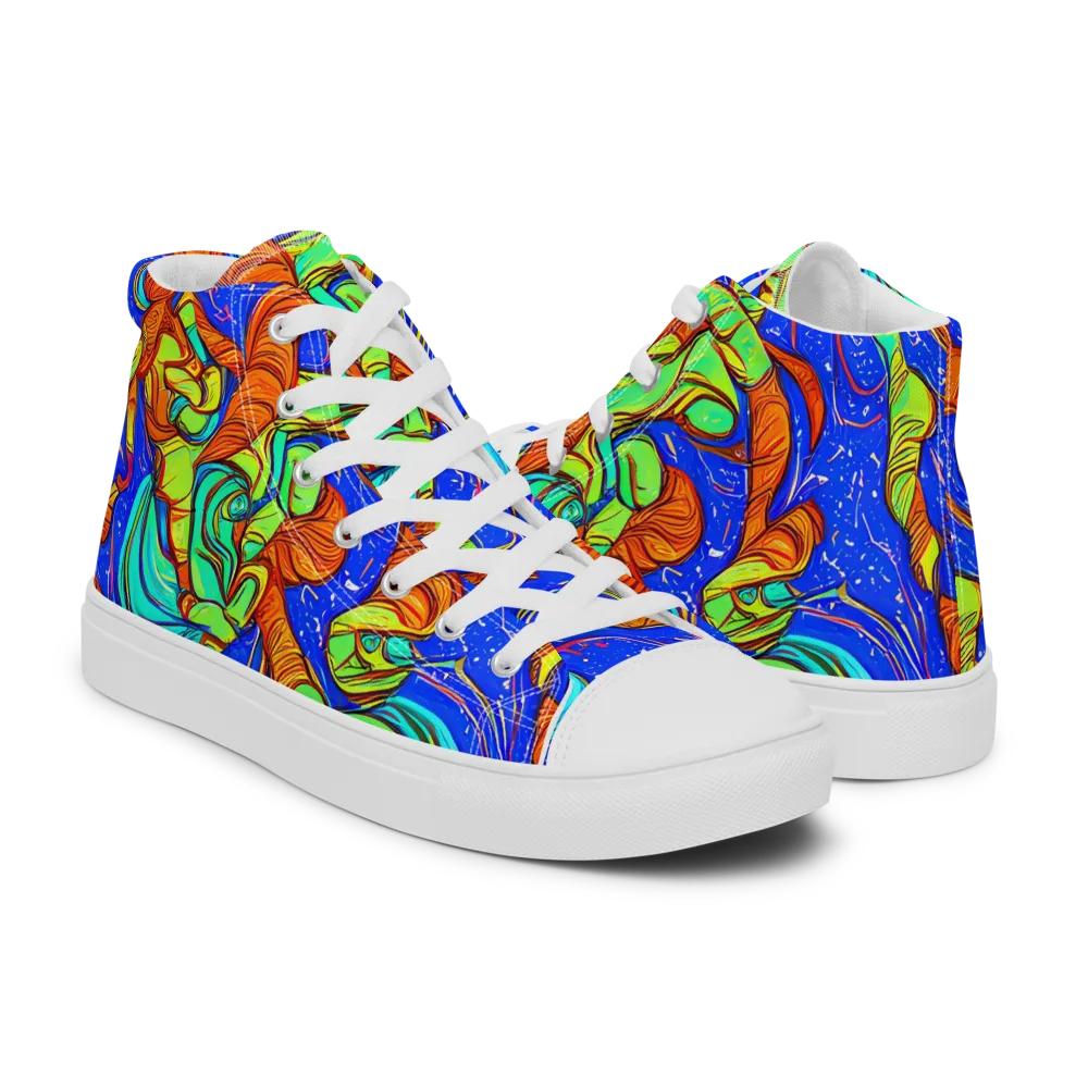 Kinetic Tropics on Women's High Top Canvas Shoes — Right