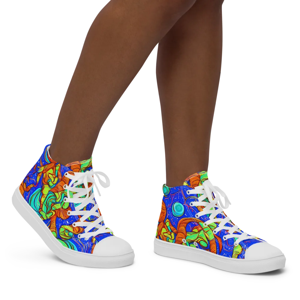 Kinetic Tropics on Women's High Top Canvas Shoes — Right