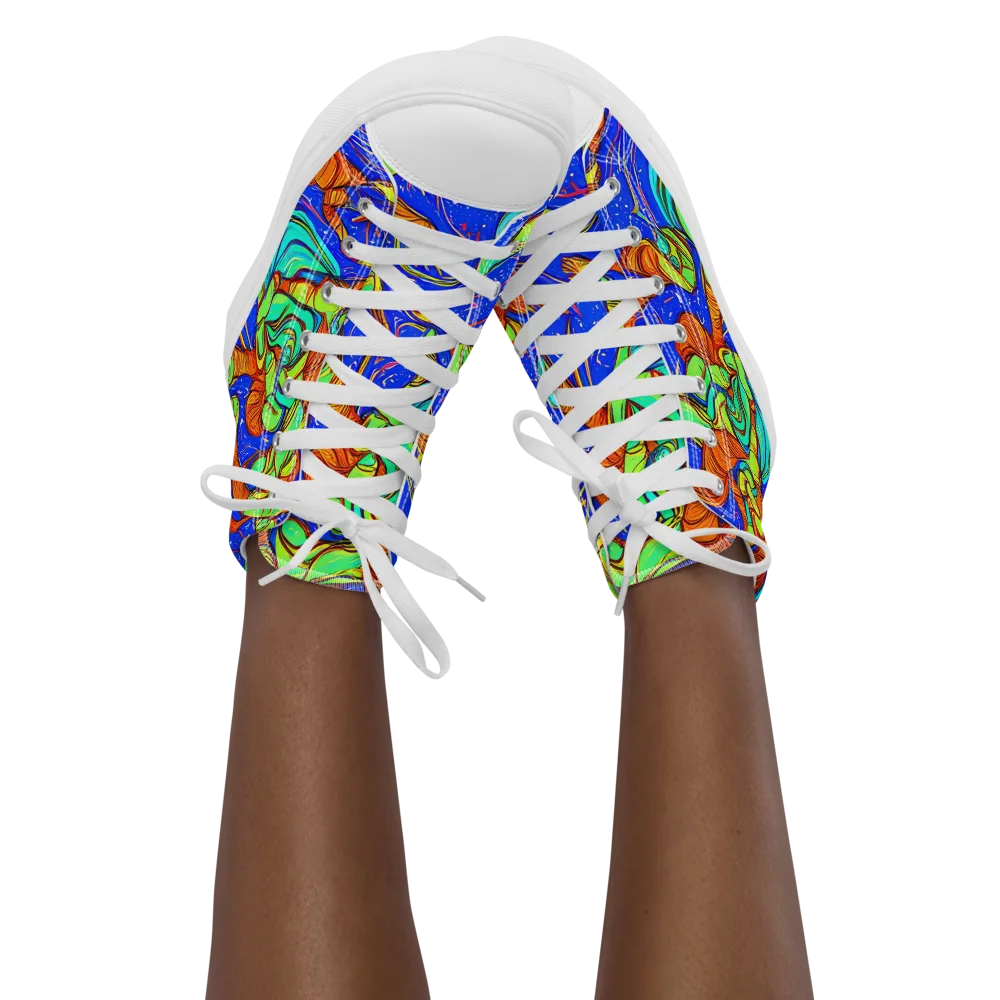 Kinetic Tropics on Women's High Top Canvas Shoes — Front