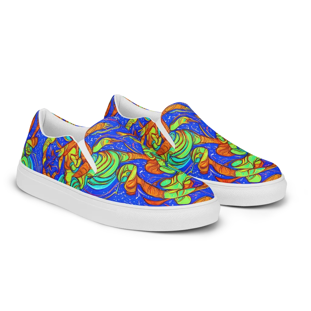 Kinetic Tropics on Men's Slip-On Canvas Shoes — Right Front