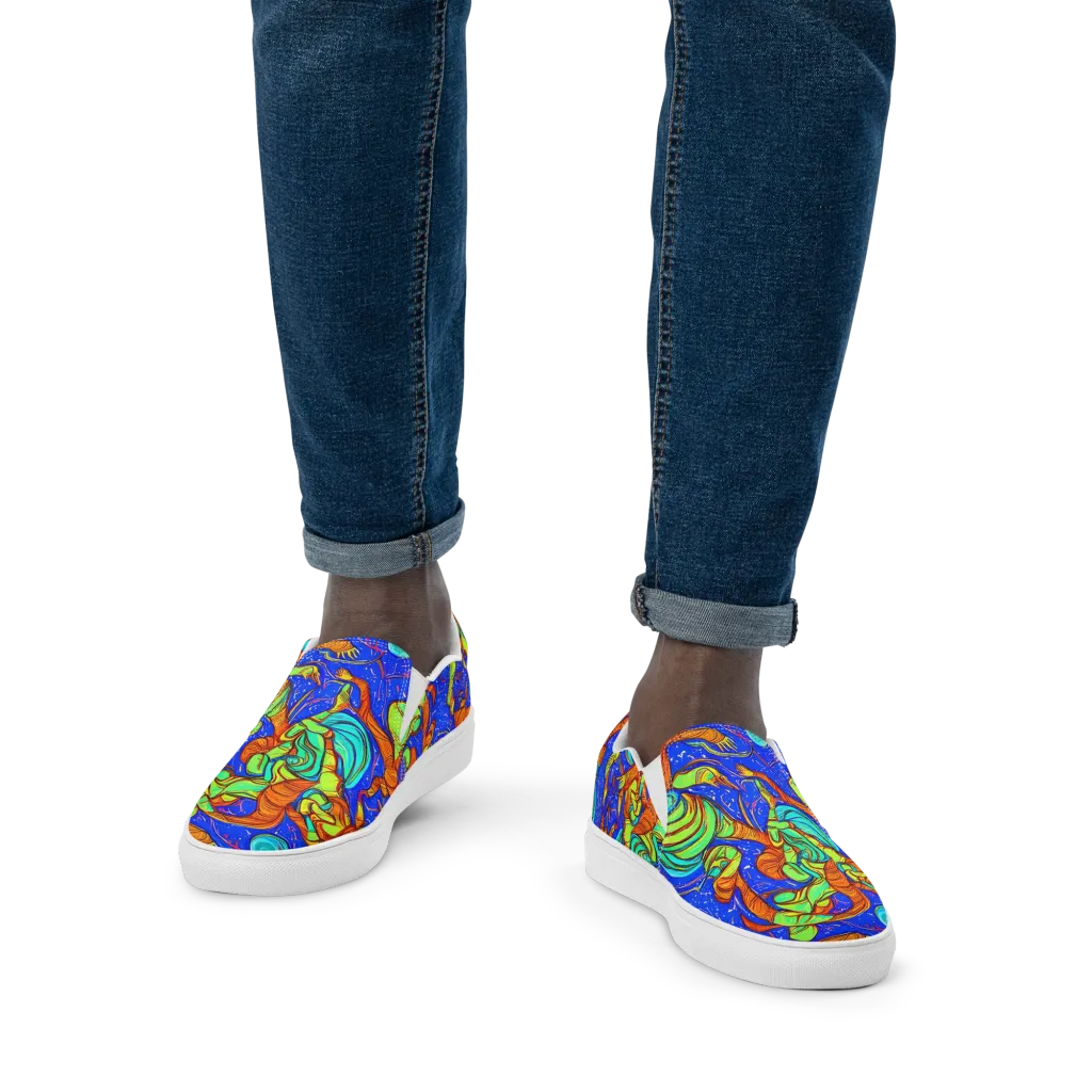 Kinetic Tropics on Men's Slip-On Canvas Shoes — Front