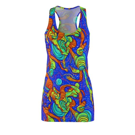 Kinetic Tropics on a Racerback Dress