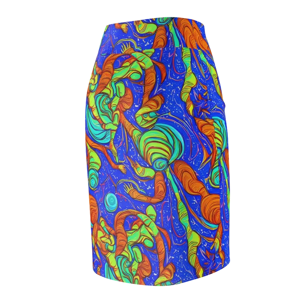 Kinetic Tropics on Pencil Skirt — Back Side