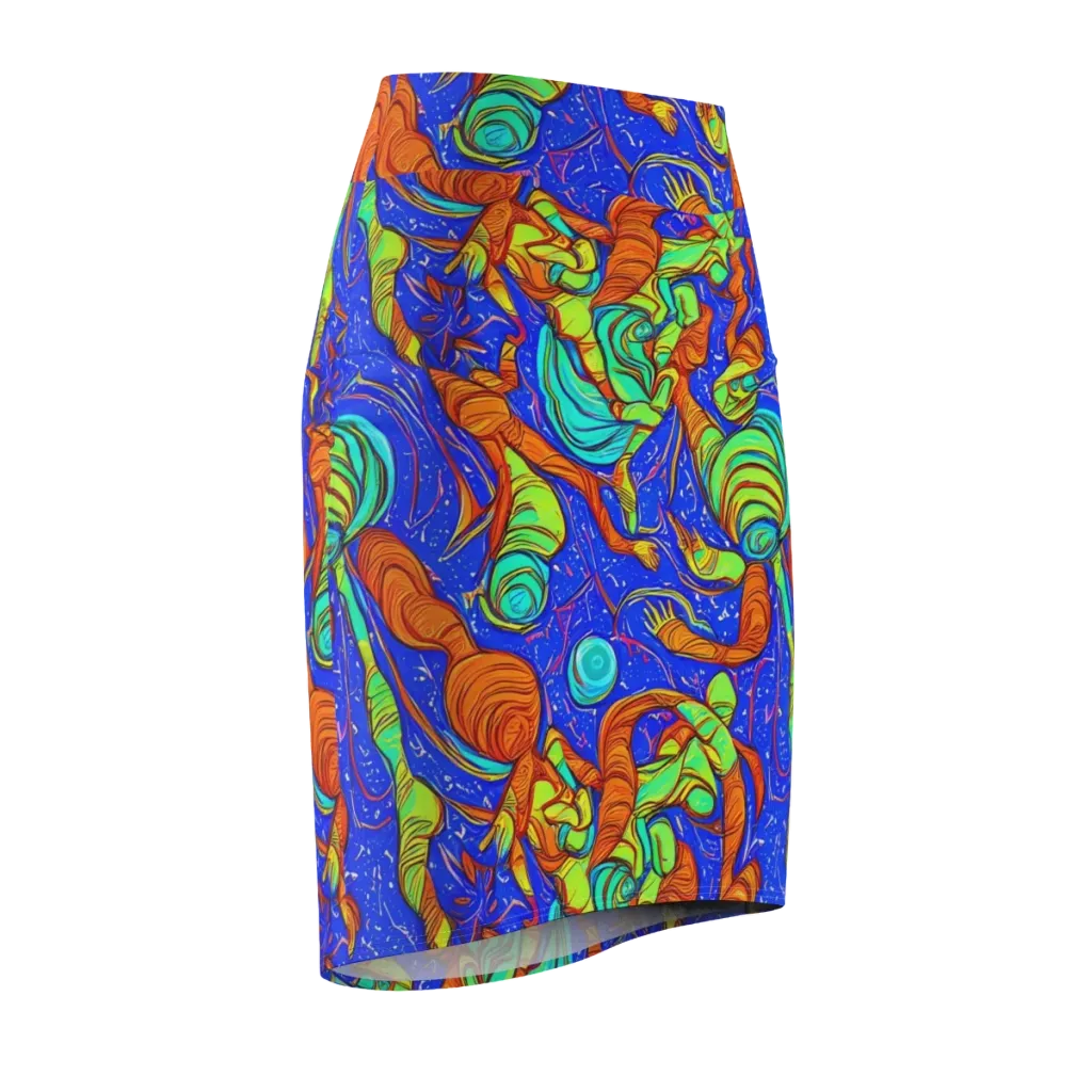 Kinetic Tropics on Pencil Skirt — Front Side