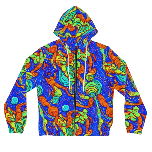 Kinetic Tropics on a Women's Full-Zip Hoodie