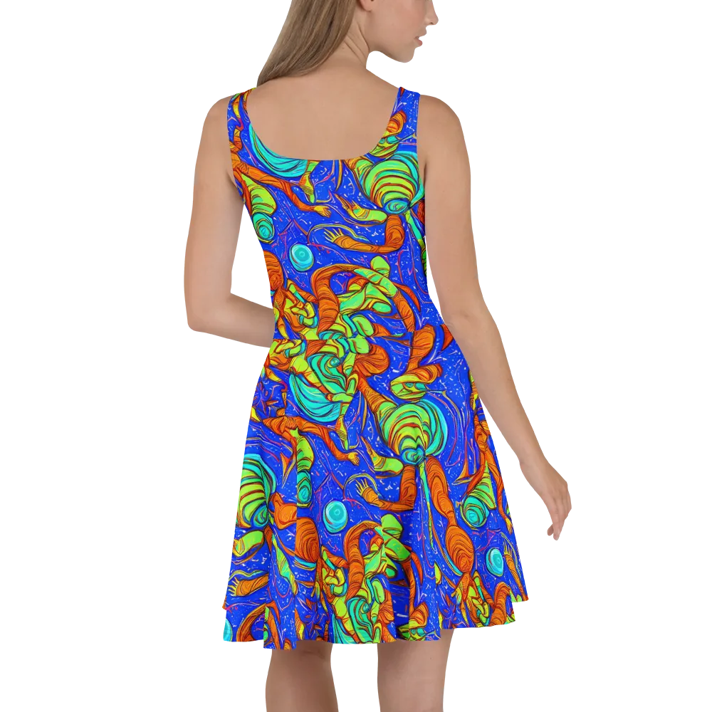 Kinetic Tropics on Skater Dress — Back
