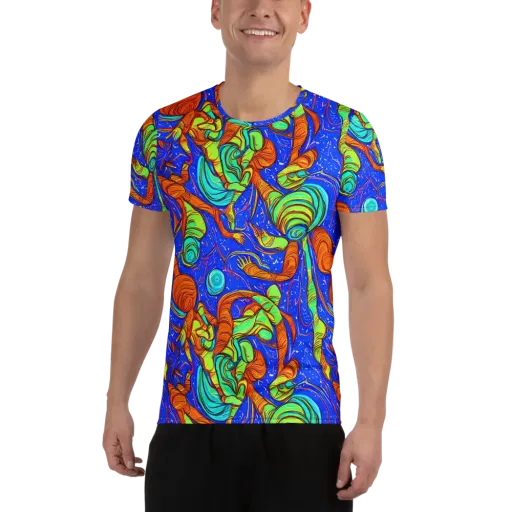 Kinetic Tropics on a Men's Athletic T-Shirt