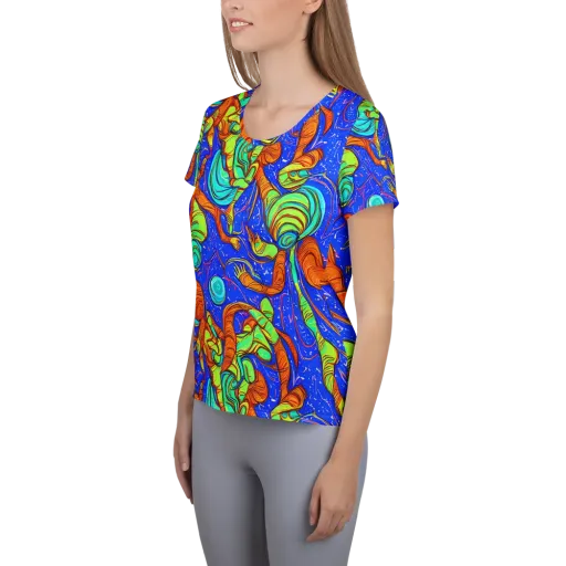 Kinetic Tropics on a Women's Athletic T-Shirt