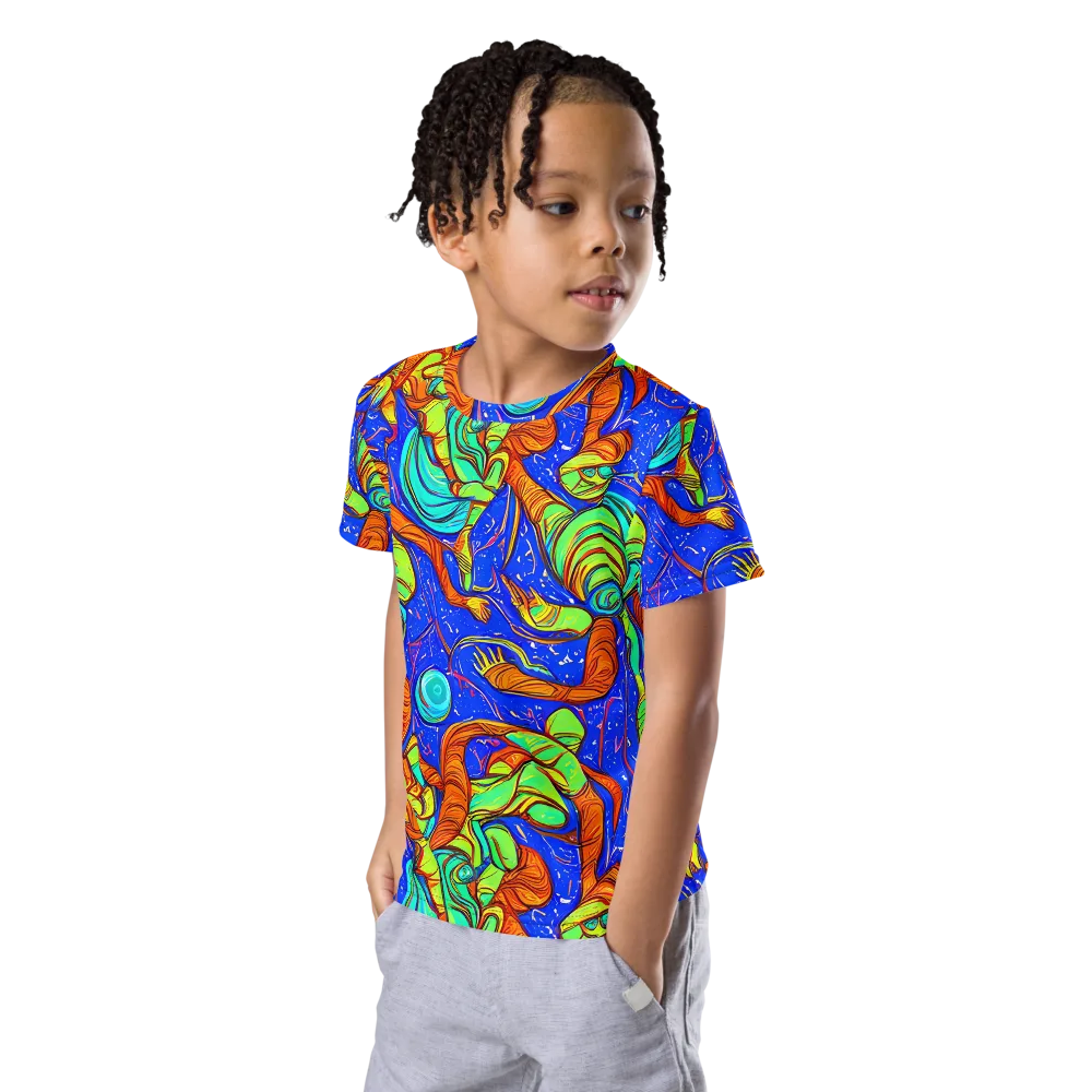 Kinetic Tropics on Kids Crew Neck T-Shirt — Left Front