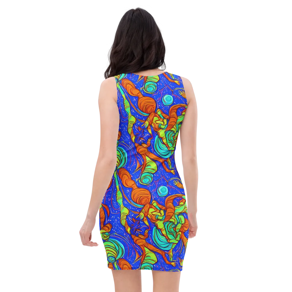 Kinetic Tropics on Bodycon Dress — Back