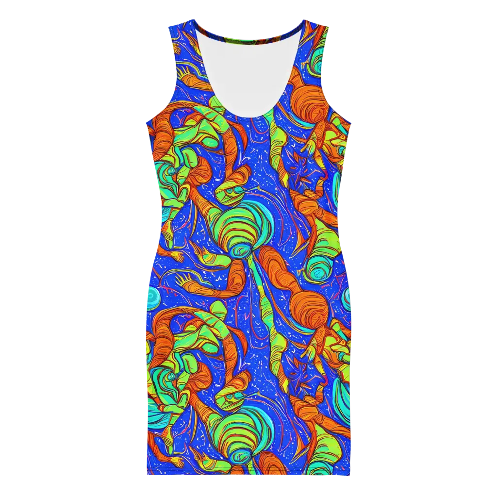 Kinetic Tropics on Bodycon Dress — Front