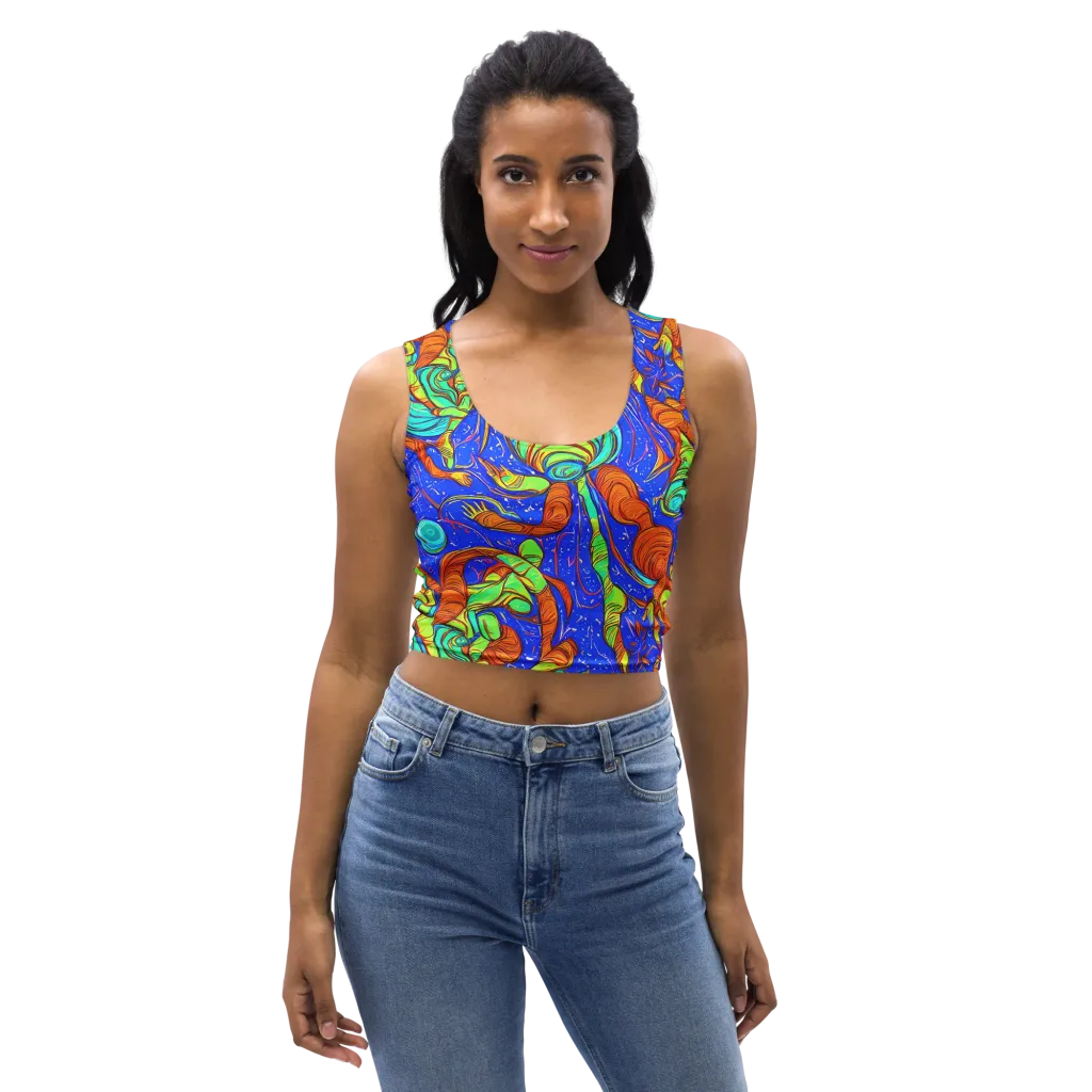 Kinetic Tropics on Crop Top — Front