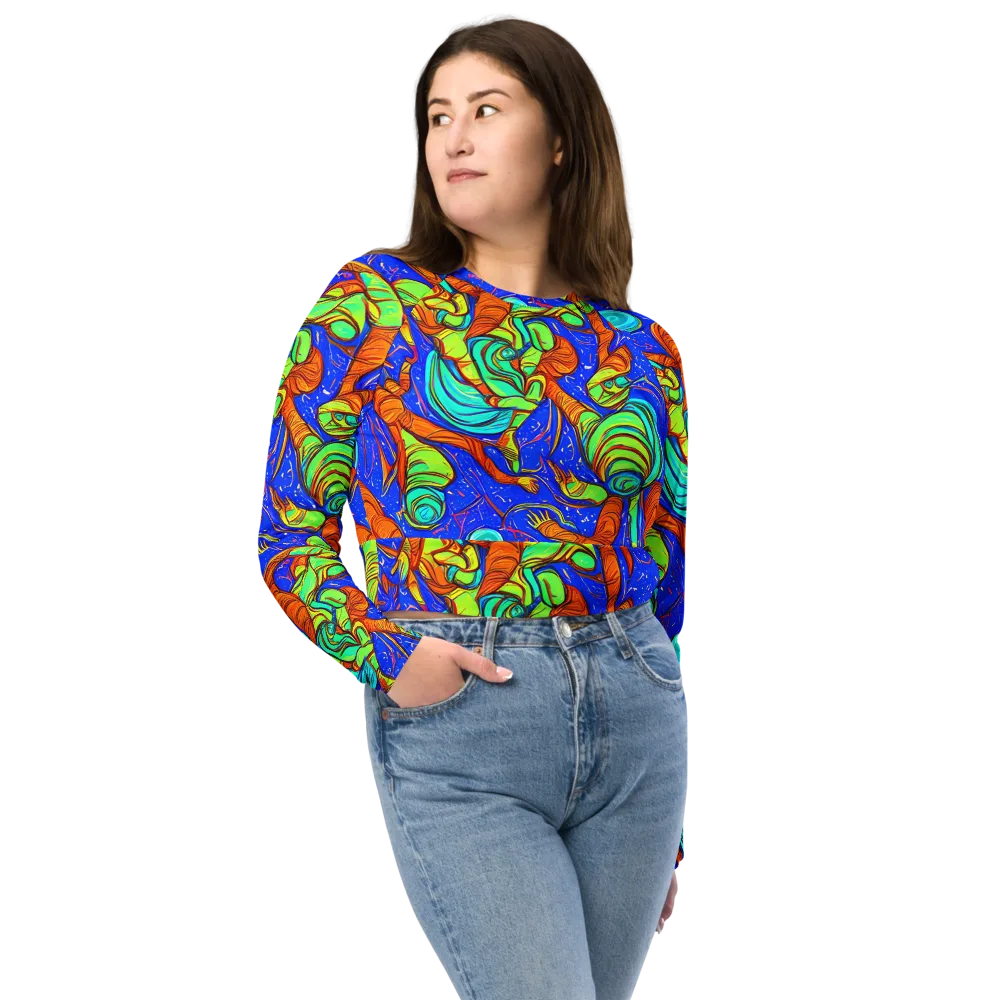 Kinetic Tropics on Long Sleeve Crop Top — Front