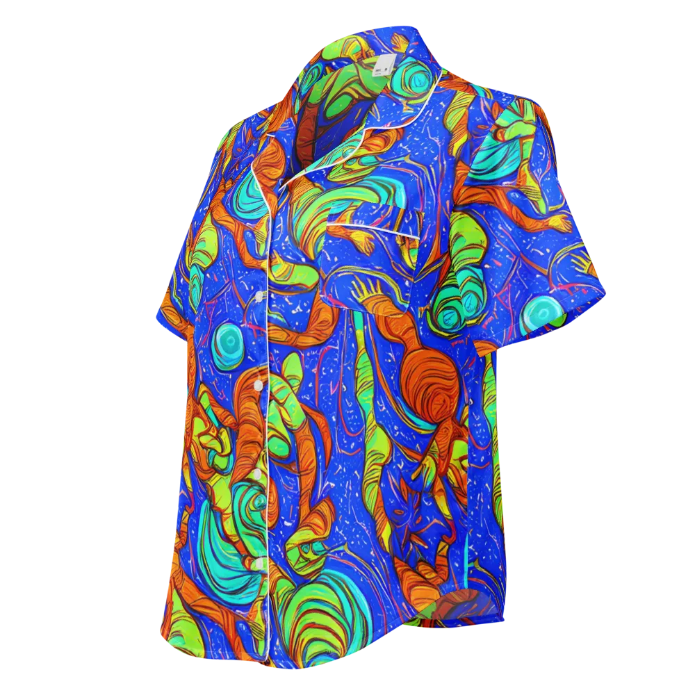 Kinetic Tropics on Women's Short Sleeve Pajama Top — Left Front