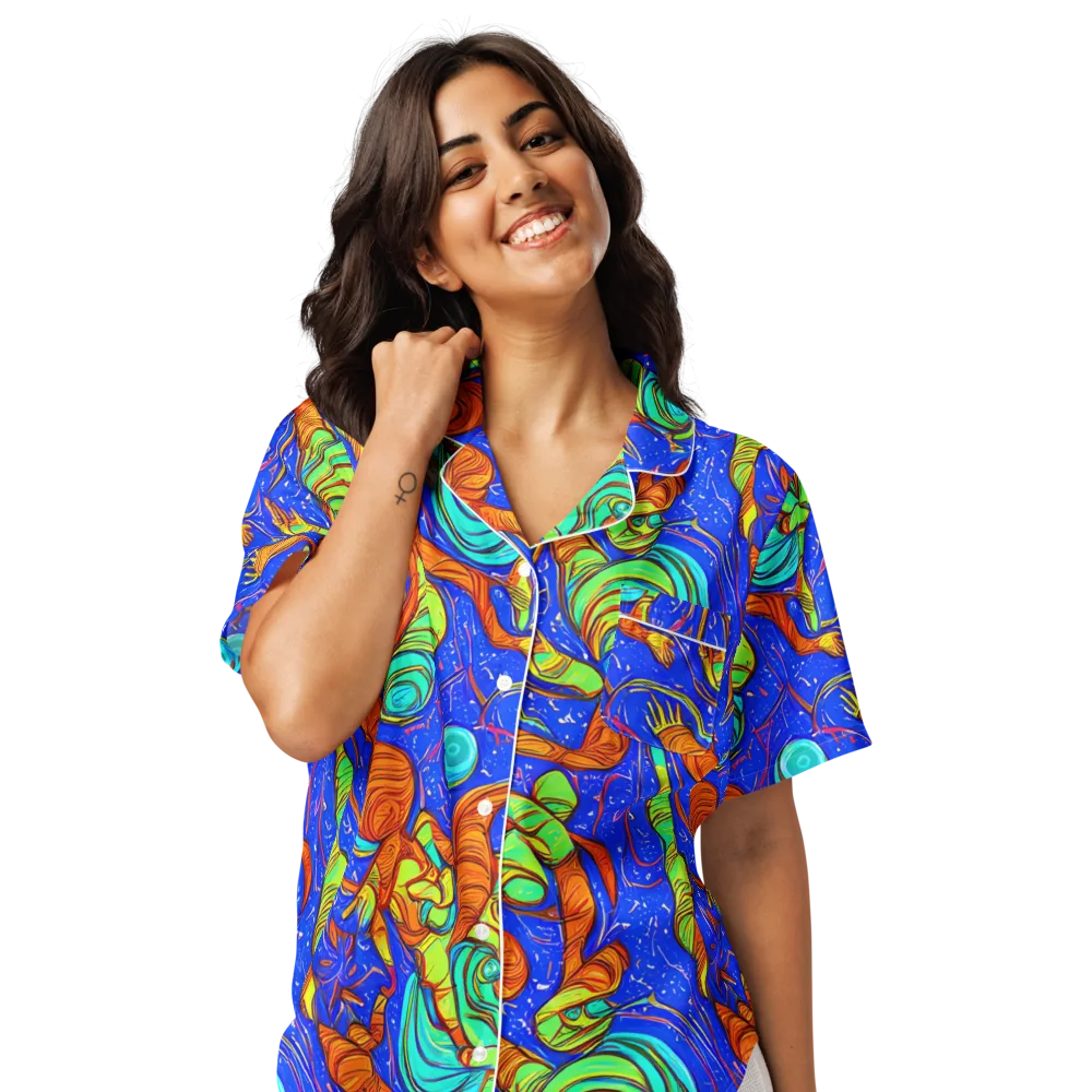 Kinetic Tropics on Women's Short Sleeve Pajama Top — Front