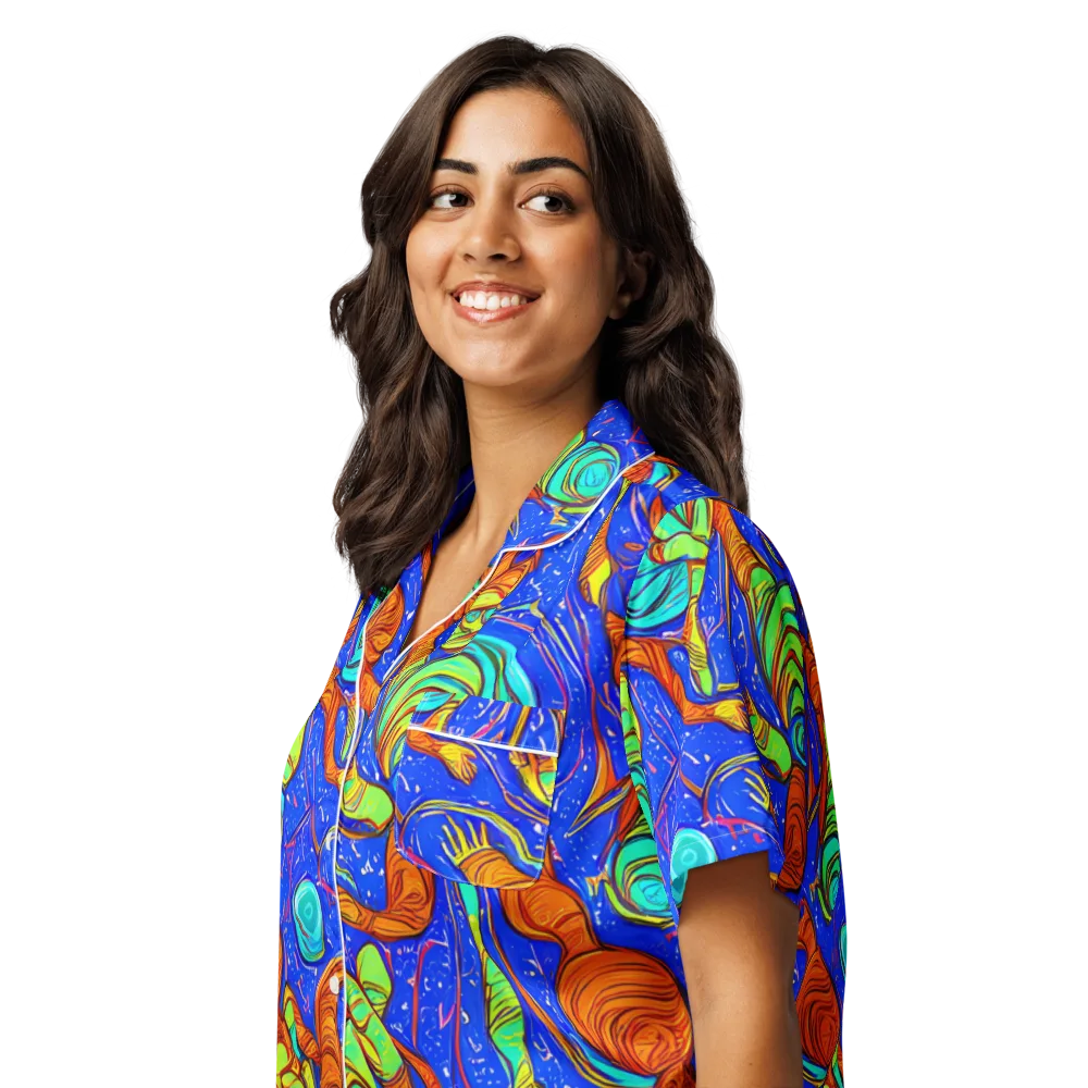 Kinetic Tropics on Women's Short Sleeve Pajama Top — Left Front