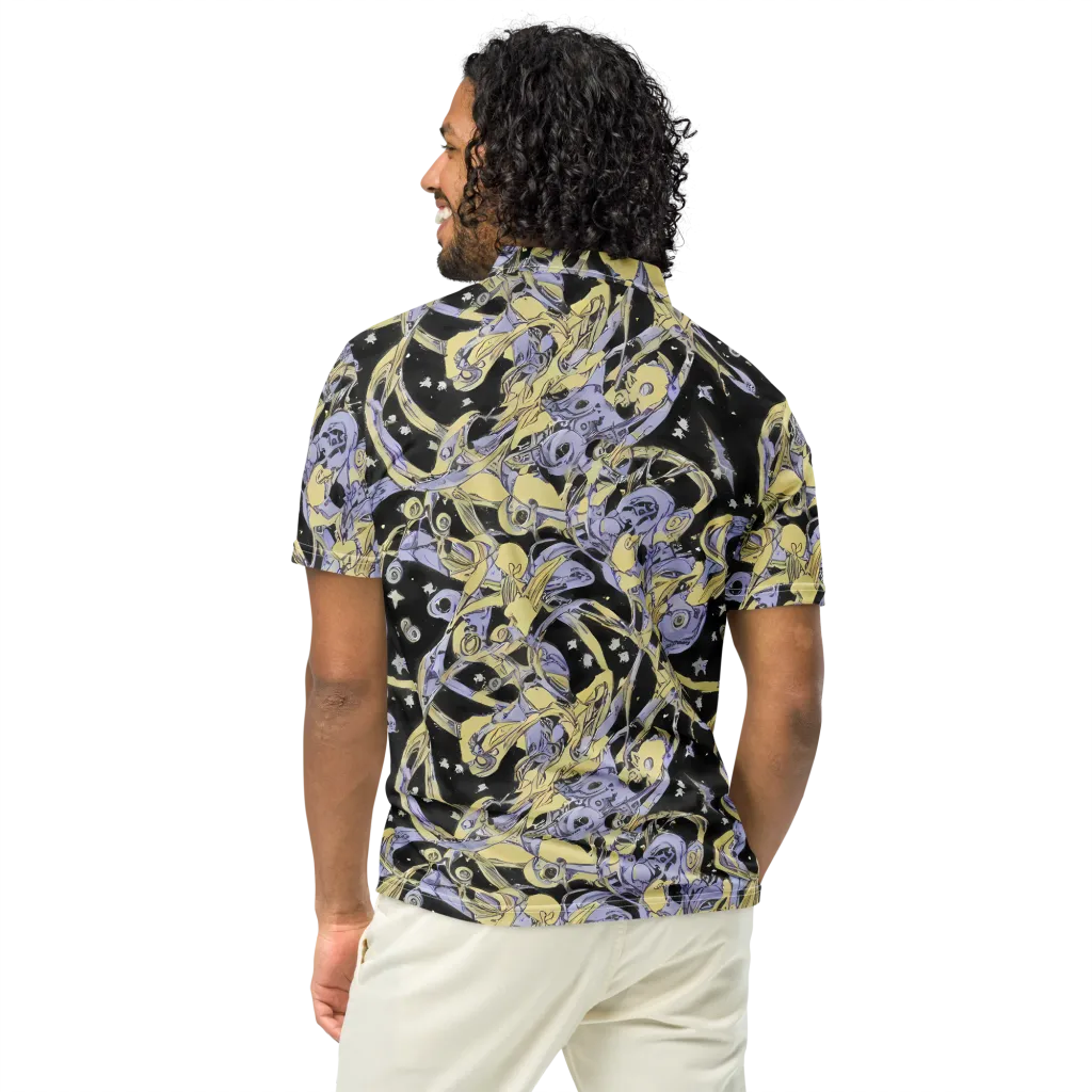 Lunar Mechanica on Men's Slim Fit Polo Shirt — Back