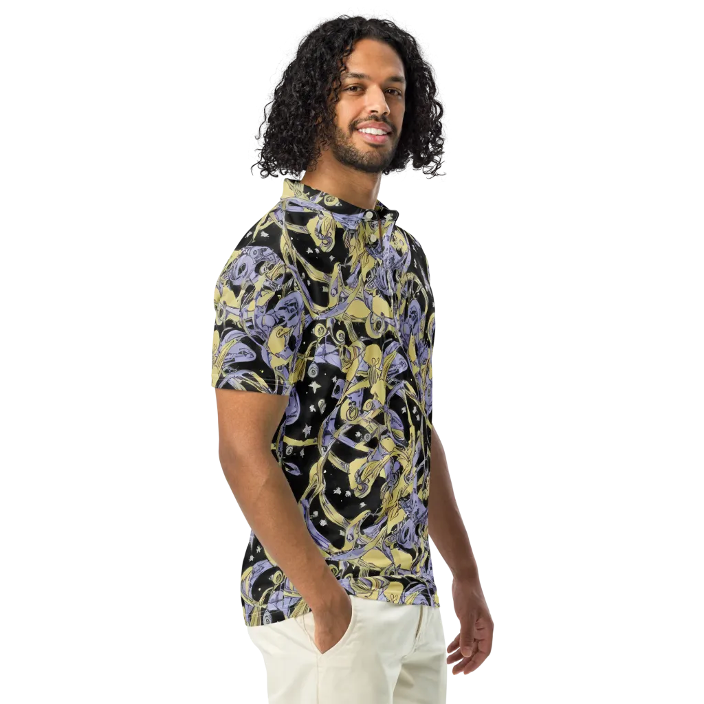 Lunar Mechanica on Men's Slim Fit Polo Shirt — Right Front