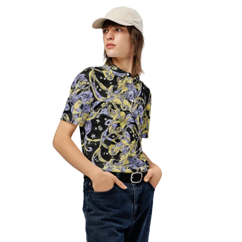 Lunar Mechanica on Men's Slim Fit Polo Shirt — Right Front