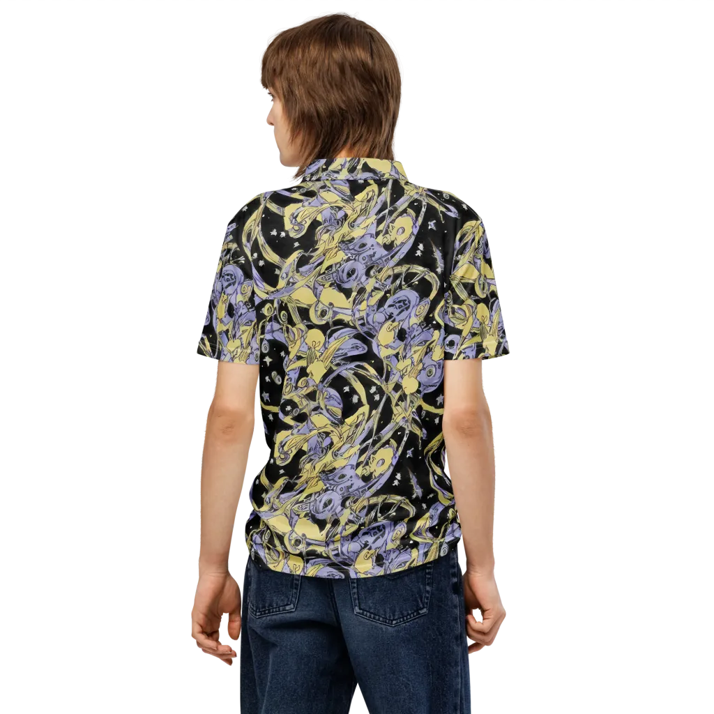 Lunar Mechanica on Men's Slim Fit Polo Shirt — Back
