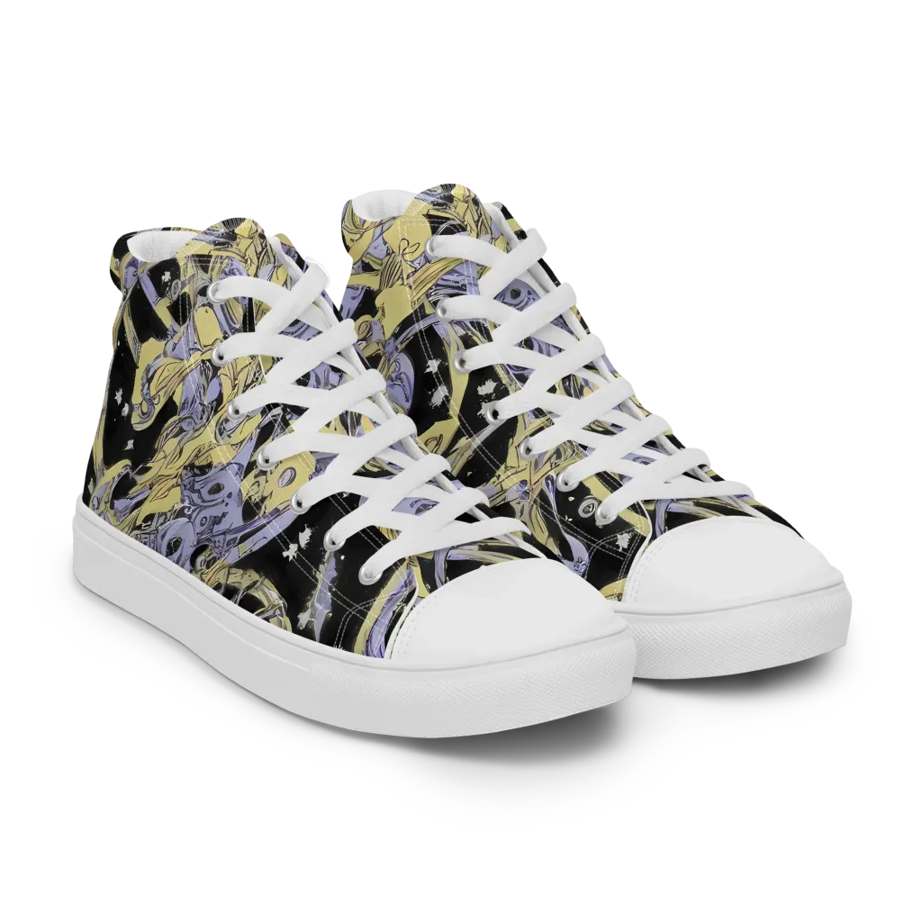 Lunar Mechanica on Men's High Top Canvas Shoes — Right Front