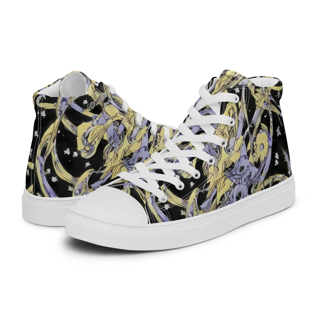 Lunar Mechanica on Men's High Top Canvas Shoes — Left