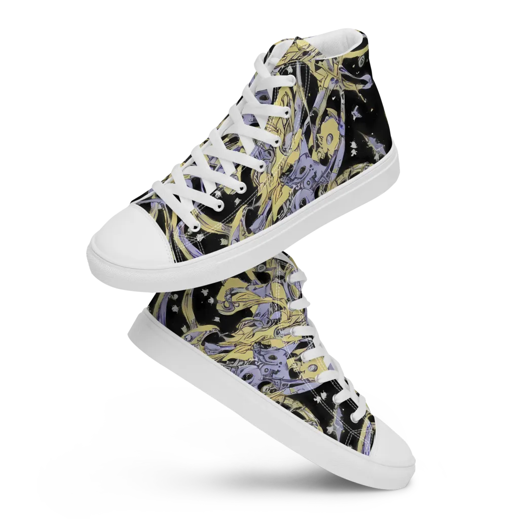 Lunar Mechanica on Men's High Top Canvas Shoes — Front