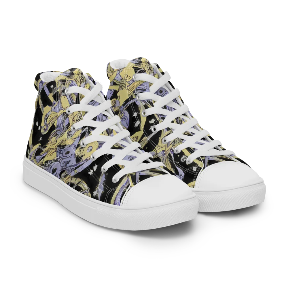 Lunar Mechanica on Women's High Top Canvas Shoes — Right Front