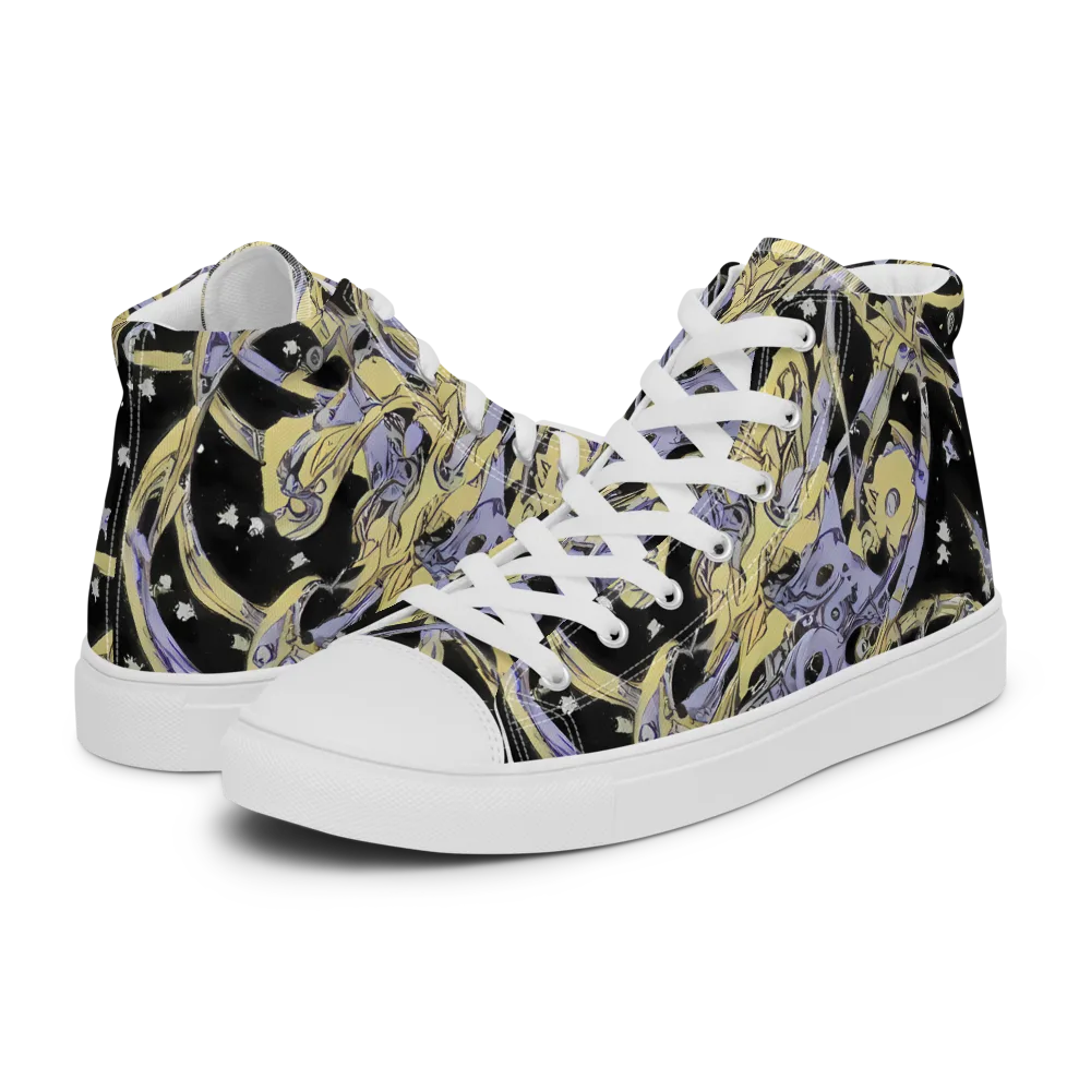 Lunar Mechanica on Women's High Top Canvas Shoes — Left