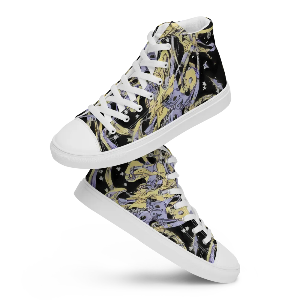 Lunar Mechanica on Women's High Top Canvas Shoes — Front