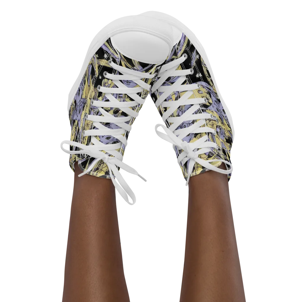 Lunar Mechanica on Women's High Top Canvas Shoes — Front