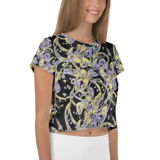 Lunar Mechanica on a Crop Tee