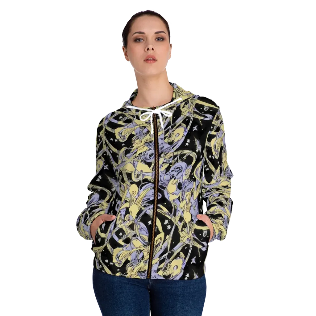 Lunar Mechanica on Women's Full-Zip Hoodie — Front On Person