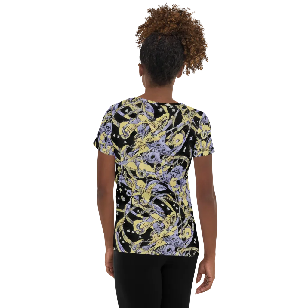 Lunar Mechanica on Women's Athletic T-Shirt — Back