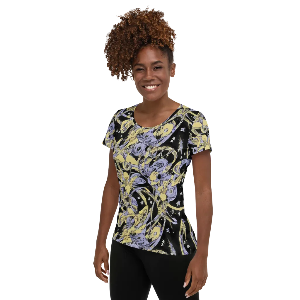 Lunar Mechanica on Women's Athletic T-Shirt — Left